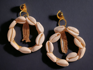 Handmade Clip on cowrie shell hoops Kargo Fresh