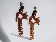 Load image into Gallery viewer, Handmade Clip on wooden Queen earrings Kargo Fresh
