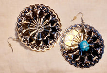 Load image into Gallery viewer, Handmade Concha Disc and Turquoise Earrings Kargo Fresh
