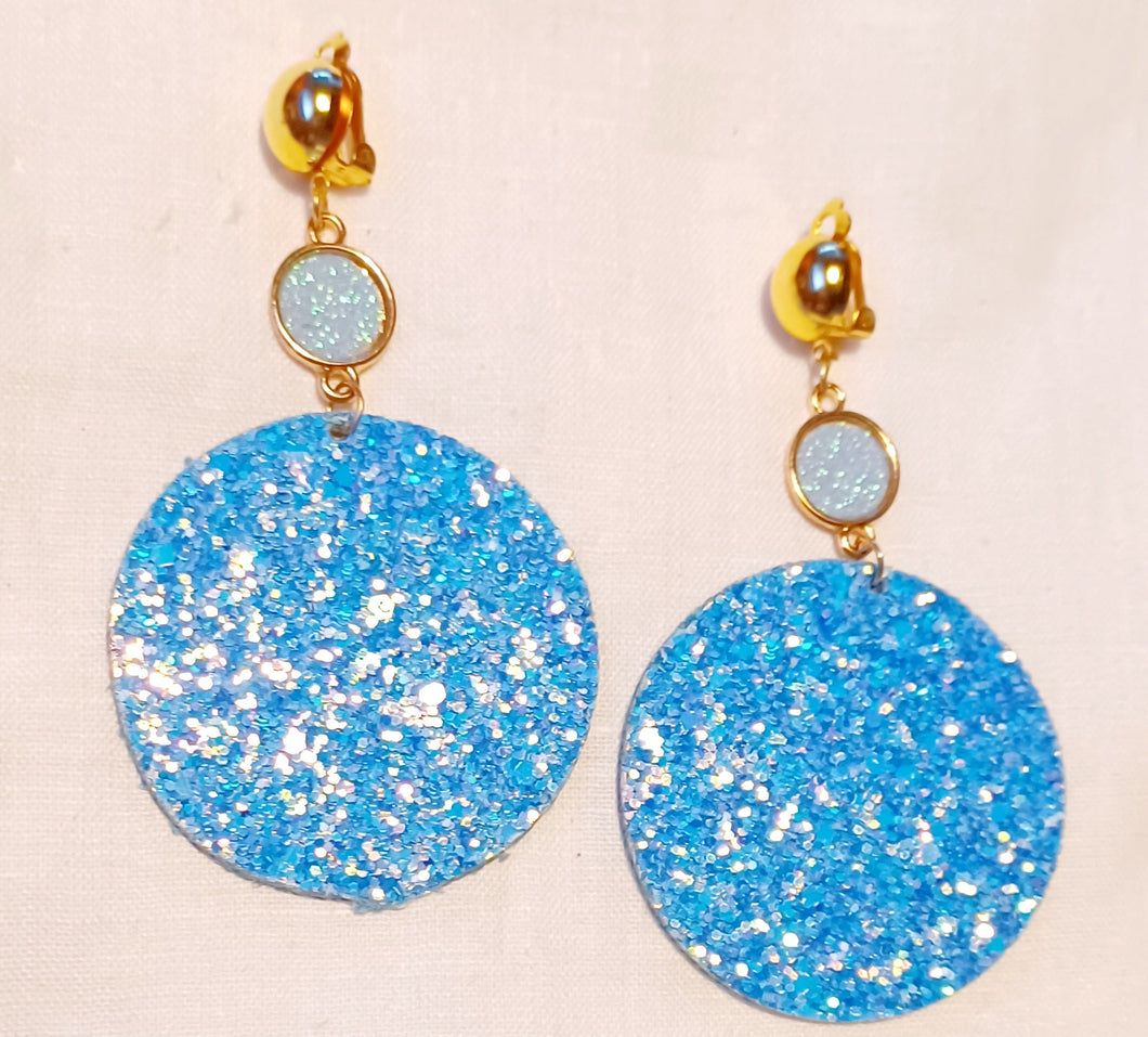 Handmade Confetti Glitter clip on Earrings Kargo Fresh