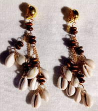 Load image into Gallery viewer, Handmade Cowrie Shell Cluster Clip On Earrings Kargo Fresh
