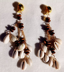 Handmade Cowrie Shell Cluster Clip On Earrings Kargo Fresh