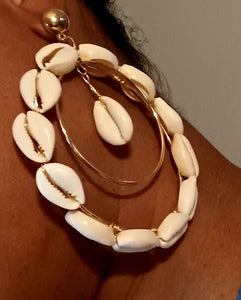 Handmade Cowrie Shell Hoop Earrings CLIP ON Kargo Fresh