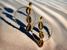 Load image into Gallery viewer, Handmade Cowrie Shell Hoop Earrings CLIP ON Kargo Fresh
