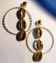 Load image into Gallery viewer, Handmade Cowrie Shell Hoop Earrings CLIP ON Kargo Fresh
