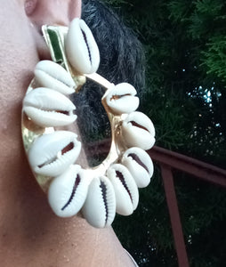 Handmade Cowrie Shell Hoop Earrings CLIP ON Kargo Fresh