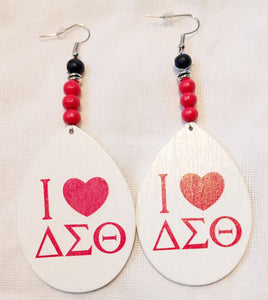 Handmade Delta Sigma Theta Natural Wood  Earrings Kargo Fresh