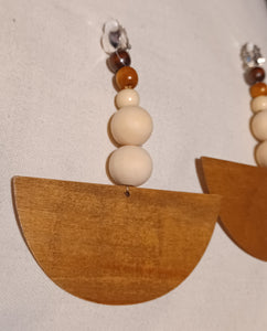 Handmade Extra Large Clip on wood and Metal Handmade Earrings Kargo Fresh