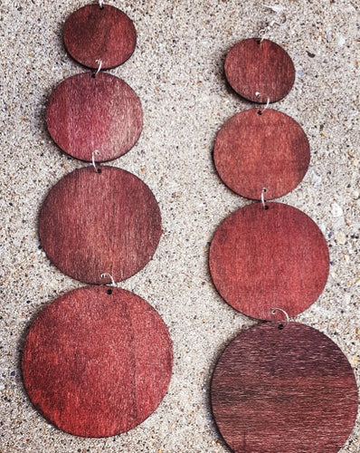 Handmade Extra Long Wooden Disc Earrings Kargo Fresh