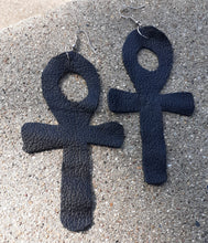 Load image into Gallery viewer, Handmade Genuine Leather Ankh Earrings Kargo Fresh
