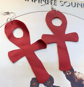 Handmade Genuine Leather Ankh Earrings Kargo Fresh