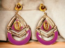 Load image into Gallery viewer, Handmade Gold Abstract design Clip On Earrings Kargo Fresh
