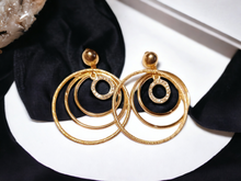 Load image into Gallery viewer, Handmade Gold Blingy  Clip on Hoop Earrings 2.5 inch Kargo Fresh
