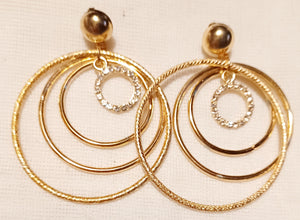 Handmade Gold Blingy  Clip on Hoop Earrings 2.5 inch Kargo Fresh