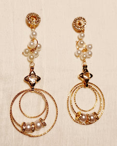 Handmade Gold Blingy  Clip on Hoop Earrings 3.5 inch Kargo Fresh