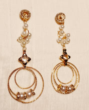 Load image into Gallery viewer, Handmade Gold Blingy  Clip on Hoop Earrings 3.5 inch Kargo Fresh
