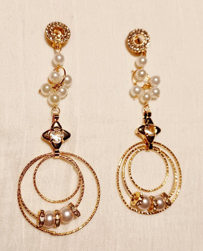 Handmade Gold Blingy  Clip on Hoop Earrings 3.5 inch Kargo Fresh