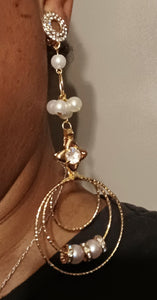 Handmade Gold Blingy  Clip on Hoop Earrings 3.5 inch Kargo Fresh