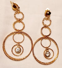 Load image into Gallery viewer, Handmade Gold Blingy  Clip on Hoop Earrings 3.5 inch Kargo Fresh
