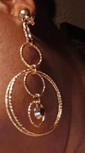 Load image into Gallery viewer, Handmade Gold Blingy  Clip on Hoop Earrings 3.5 inch Kargo Fresh
