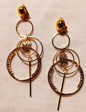 Load image into Gallery viewer, Handmade Gold Blingy  Clip on Hoop Earrings 3 inch Kargo Fresh
