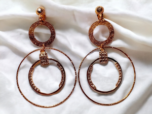 Handmade Gold Blingy  Clip on Hoop Earrings 3 inch Kargo Fresh