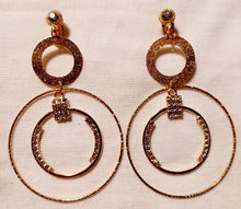 Load image into Gallery viewer, Handmade Gold Blingy  Clip on Hoop Earrings 3 inch Kargo Fresh
