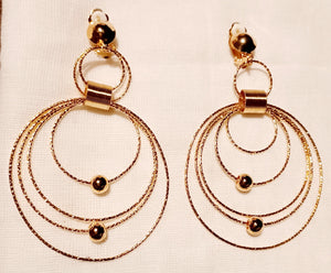 Handmade Gold Blingy  Clip on Hoop Earrings 3 inch Kargo Fresh