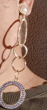 Load image into Gallery viewer, Handmade Gold Blingy  Clip on Hoop Earrings 3 inch Kargo Fresh
