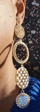 Load image into Gallery viewer, Handmade Gold Blingy  Clip on Hoop Earrings 5 inch Kargo Fresh
