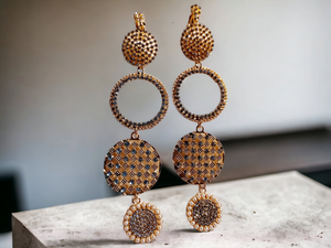 Handmade Gold Blingy  Clip on Hoop Earrings 5 inch Kargo Fresh