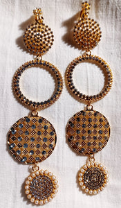 Handmade Gold Blingy  Clip on Hoop Earrings 5 inch Kargo Fresh