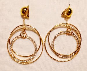 Handmade Gold Blingy  Clip on Hoop Earrings Kargo Fresh