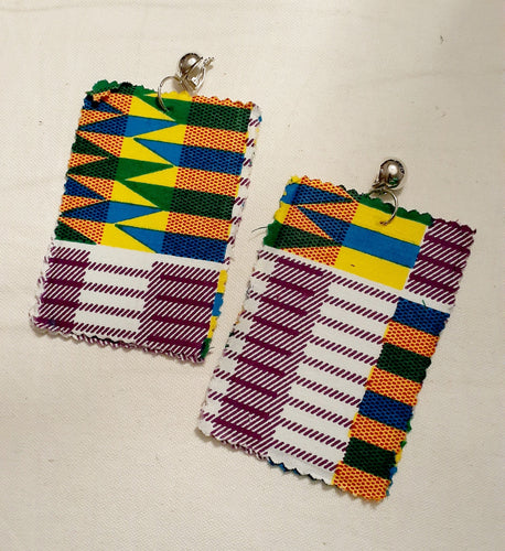 Handmade Kente Fabric Clip on Earrings Kargo Fresh
