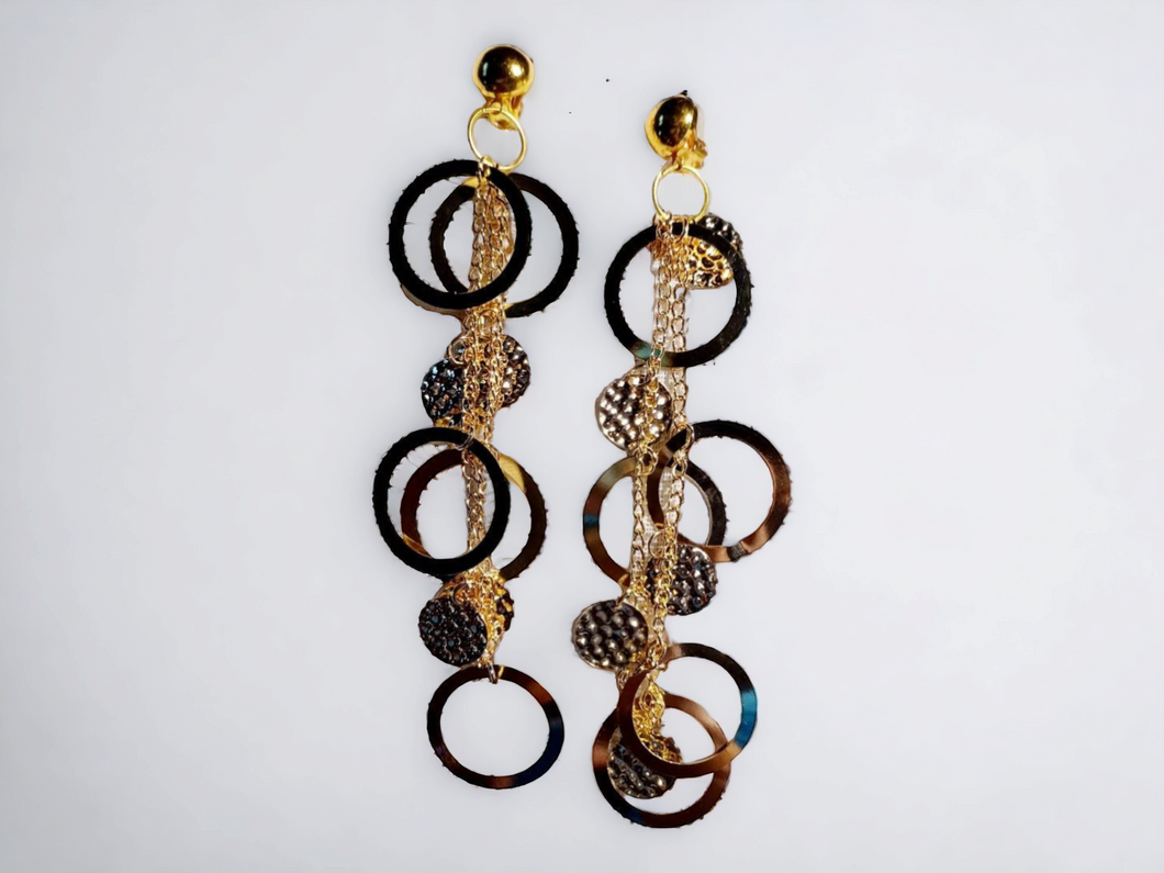 Handmade Light gold metal Multi Hoop Clip On Earrings Kargo Fresh