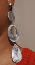 Load image into Gallery viewer, Handmade Light grey acrylic hoop and wood clip on earrings Kargo Fresh
