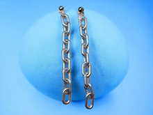 Load image into Gallery viewer, Handmade Long 9 in Acrylic Chain Hoop Clip on Earrings Kargo Fresh
