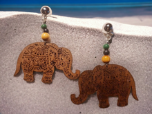 Load image into Gallery viewer, Handmade Lucky African Elephant Clip On Wooden Earrings Kargo Fresh
