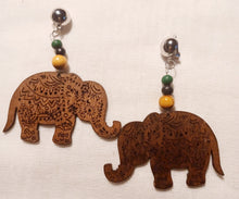 Load image into Gallery viewer, Handmade Lucky African Elephant Clip On Wooden Earrings Kargo Fresh
