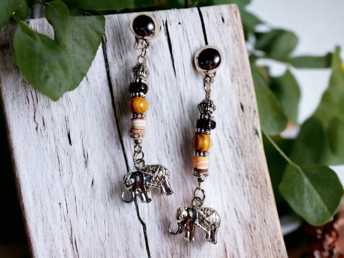 Handmade Lucky African Elephant Clip On Wooden Earrings Kargo Fresh