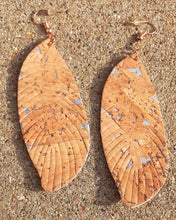 Load image into Gallery viewer, Handmade Metallic Cork Leaf Earrings Kargo Fresh
