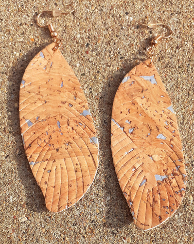 Handmade Metallic Cork Leaf Earrings Kargo Fresh