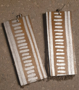 Handmade Mudcloth Cowrie Shell and Wood Earrings Kargo Fresh