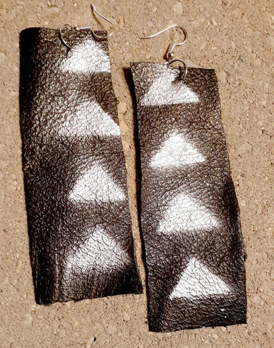 Handmade Mudcloth Print Genuine Leather Earrings Kargo Fresh