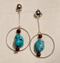 Load image into Gallery viewer, Handmade Natural Turquoise Boho Clip On Earrings Kargo Fresh
