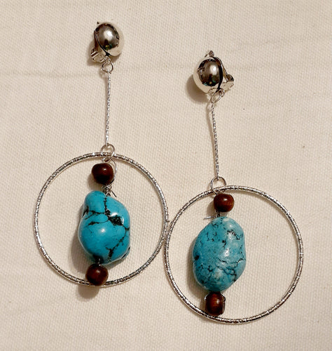 Handmade Natural Turquoise Boho Clip On Earrings Kargo Fresh