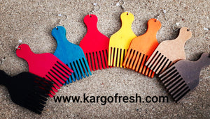 Handmade Natural Wood Afro Pick Earrings Kargo Fresh