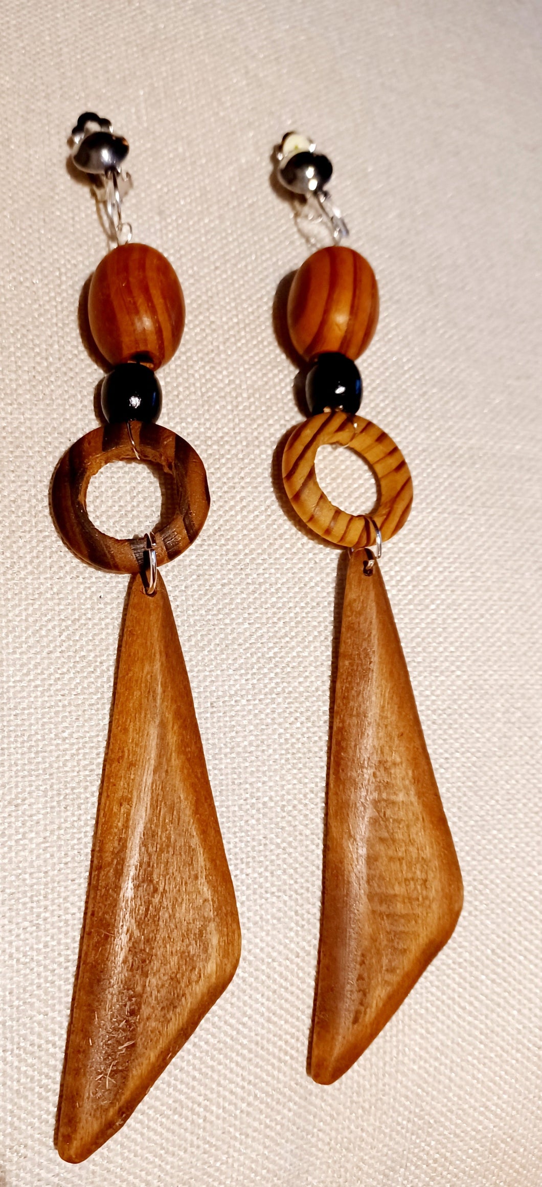 Handmade Natural Wood Clip On Earrings Kargo Fresh