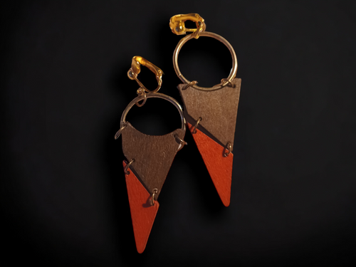 Handmade Natural Wood Clip On Earrings Kargo Fresh