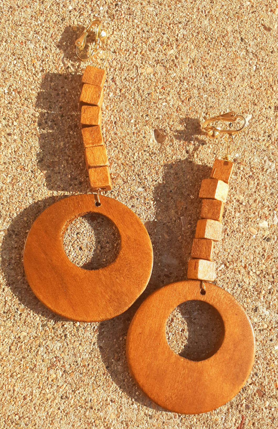 Handmade Natural Wood Clip On Earrings Kargo Fresh
